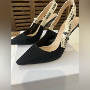Dior Black and Cream J'Adior Slingback Heels